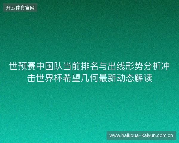 世预赛中国队当前排名与出线形势分析冲击世界杯希望几何最新动态解读